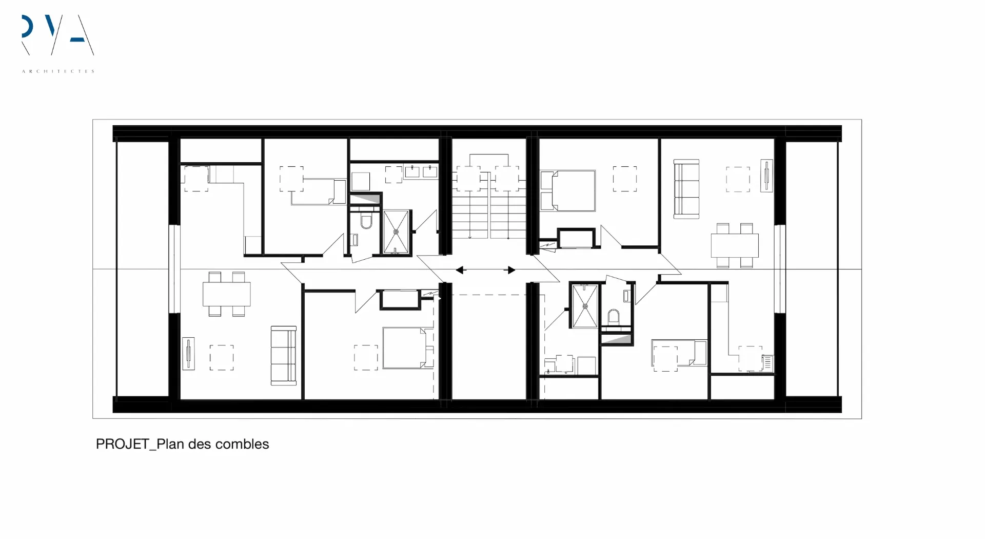 Une coursive extérieure centrale distribue les logements du dernier niveau