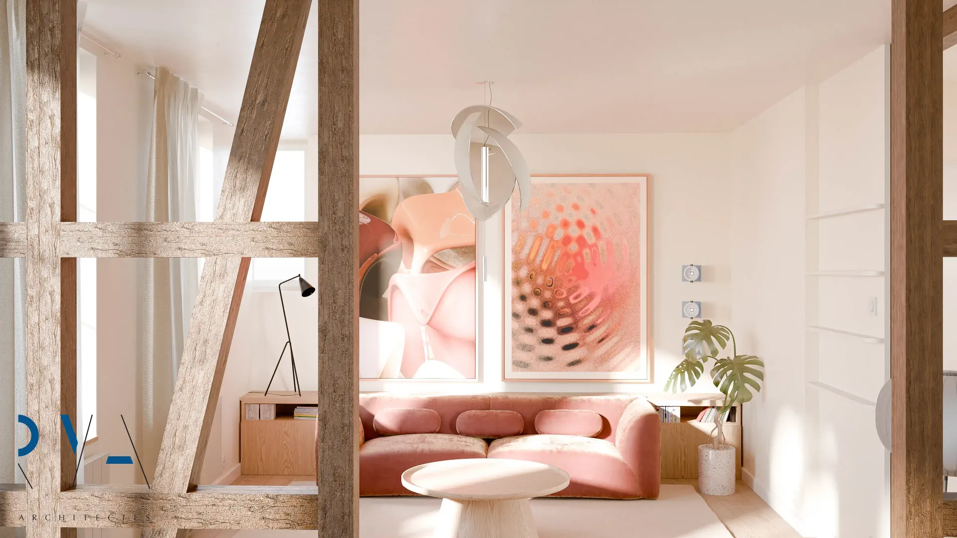 Mise en lumière des colombages pour recréer l’atmosphère authentique de l’immeuble