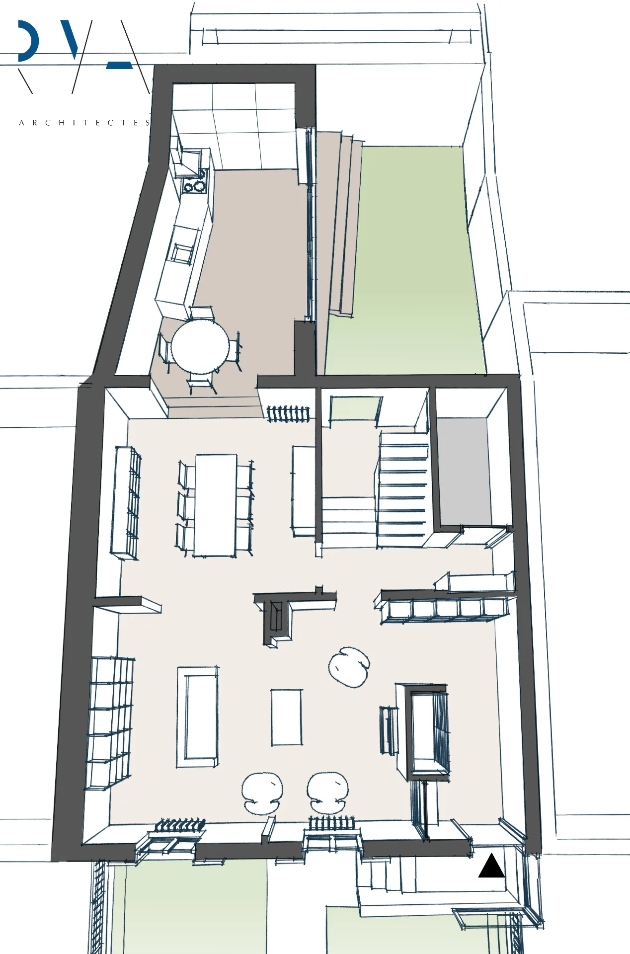 Réorganisation du rez-de-chaussée pour fluidifier les circulations et ouvrir les espaces de vie