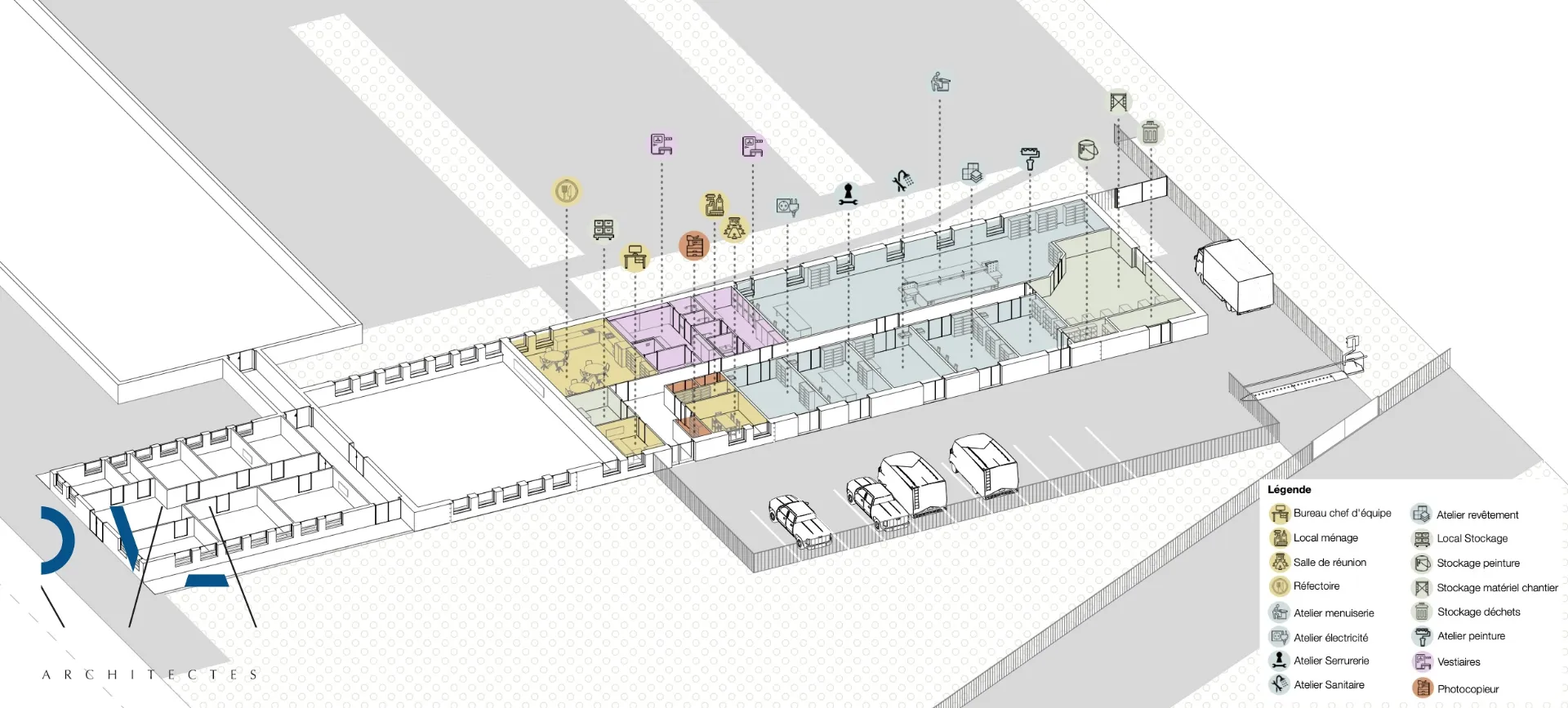 Restructuration des espaces pour accueillir les agents de l'Équipe Mobile d'Ouvriers Professionnels de la Maison de Région de Sélestat